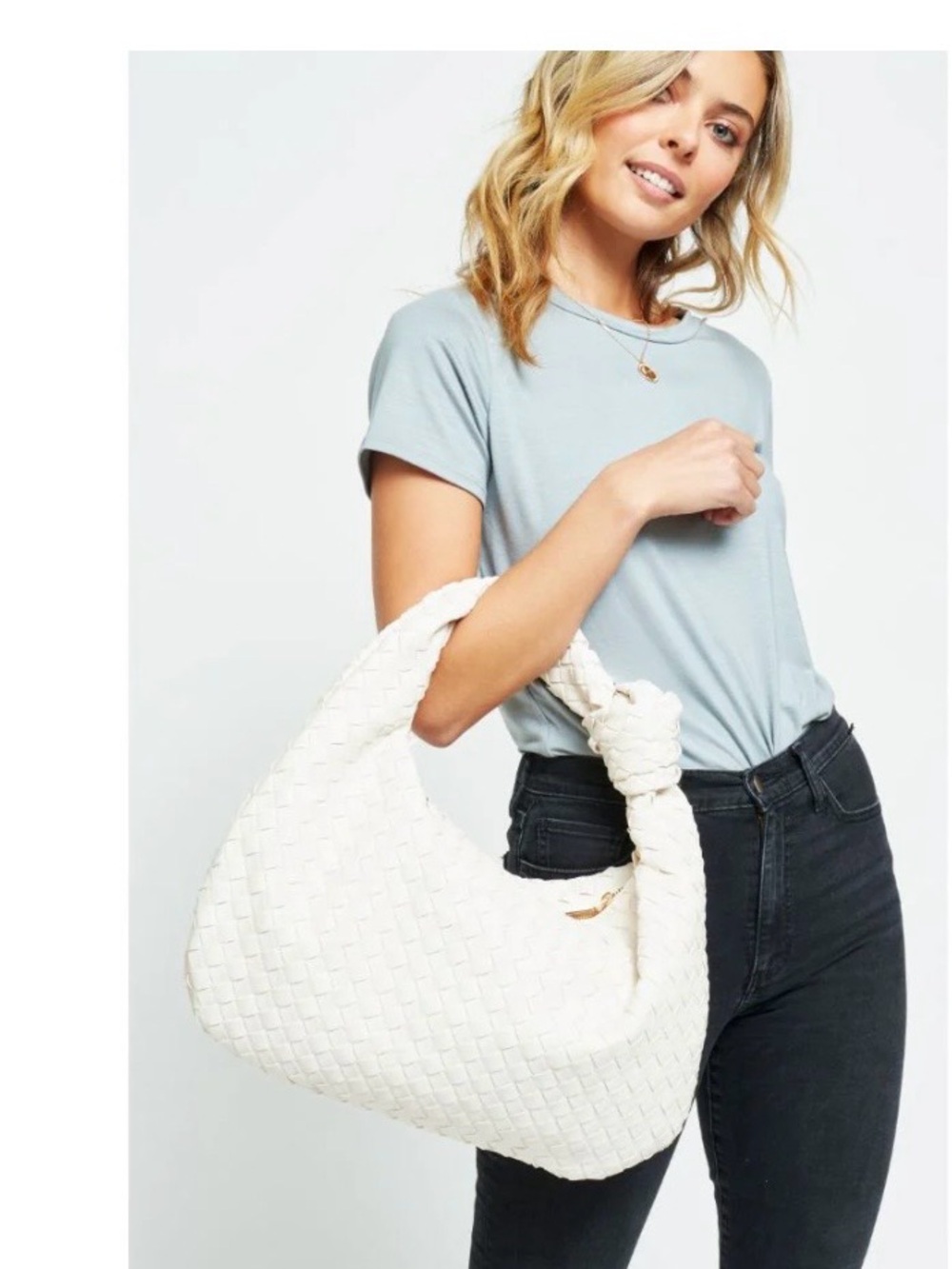 Urban Expressions woven shoulder tote cream